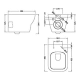 Nuie Ava Rimless Wall Hung Toilet & Soft Close Seat NCG441 LD