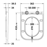 Nuie Square Wrapover Soft Close Toilet Seat Urea with Top Fix White NCG499 LD