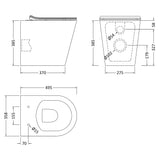 Nuie Freya Rimless Back to Wall Toilet Pan & Soft Close Seat NCG606 LD