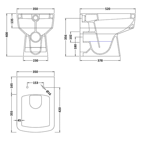Nuie Bliss Back To Wall Toilet Without Seat NCH106B LD