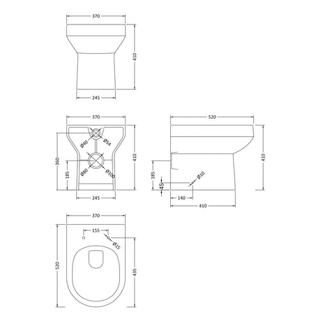 Nuie Harmony Back To Wall Toilet Without Seat NCH606 LD