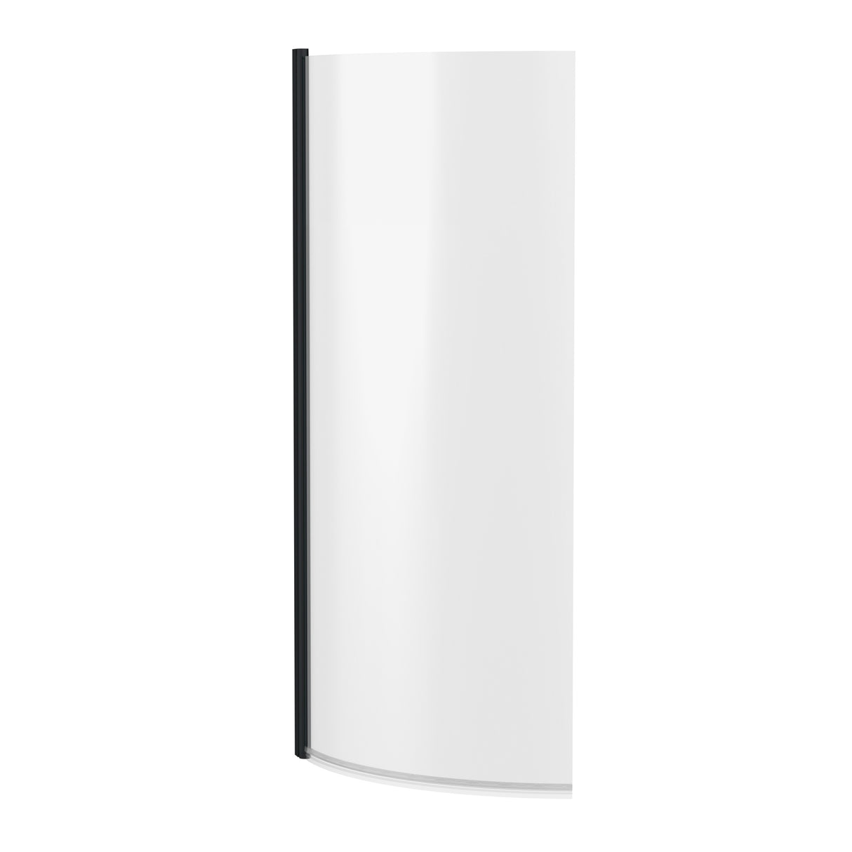 Nuie Curved P-Shaped Hinged Bath Screen - 6mm Glass (H1430 x W700-715mm) Matt Black NCS0BP