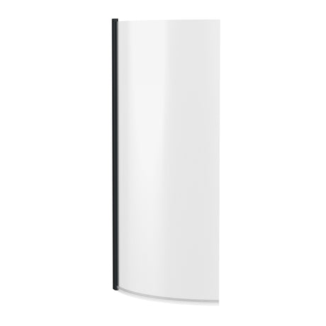 Nuie Curved P-Shaped Hinged Bath Screen - 6mm Glass (H1430 x W700-715mm) Matt Black NCS0BP