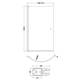 Nuie Curved P-Shaped Hinged Bath Screen With Knob - 6mm Glass (H1433 x W700-715mm) NCS1 LD