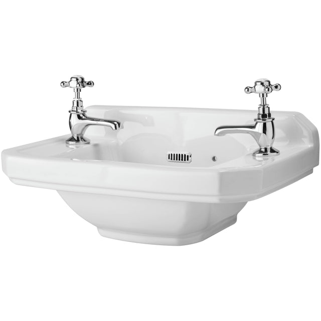 Old London Richmond Wall Hung Cloakroom Basin W515 x D300mm, 2 Tap Hole White NCS829_1