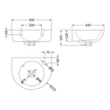 Nuie Melbourne Wall Hung Cloakroom Basin W430 x D345mm - 1 Tap Hole NCU942 LD