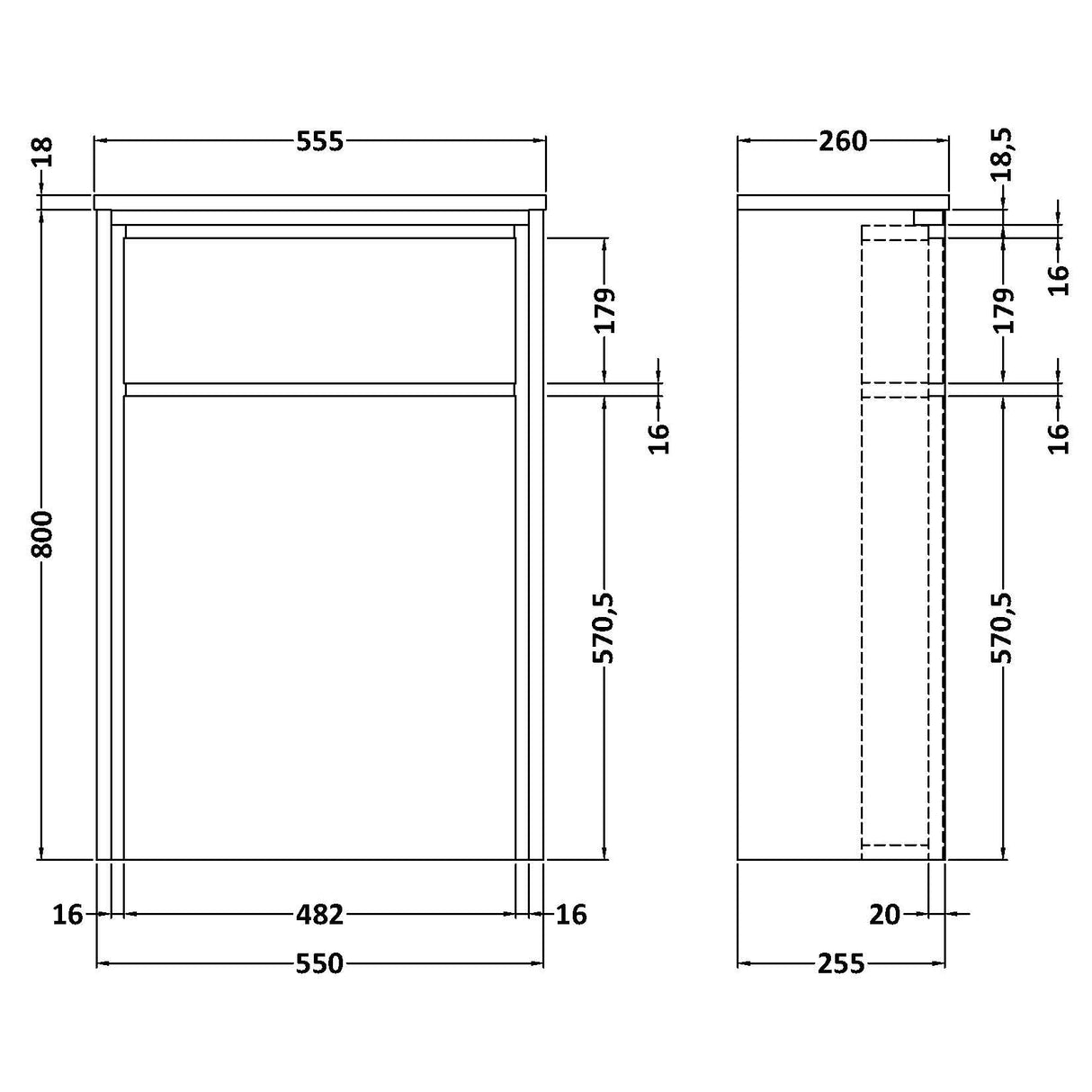 Hudson Reed Lille WC Unit W550mm Graphite Grey NFF2241 LD