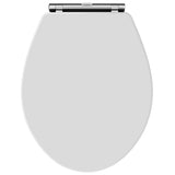 Old London Richmond Soft Close Wooden Toilet Seat With Chrome Hinges, Top Fix White NLS199