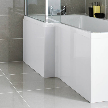 Nuie L-Shaped Shower Bath Front Panel MDF/MFC Gloss White NMP135 LS