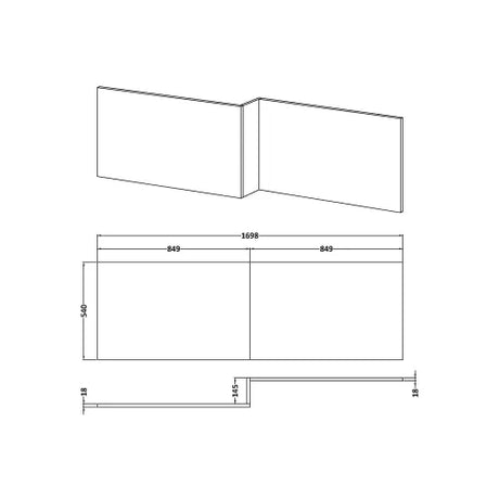Nuie Waterproof Square Shower Bath Front Panel Gloss White NMP135W LD