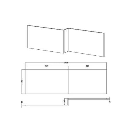 Nuie Waterproof Square Shower Bath Front Panel Gloss White NMP1800W LD