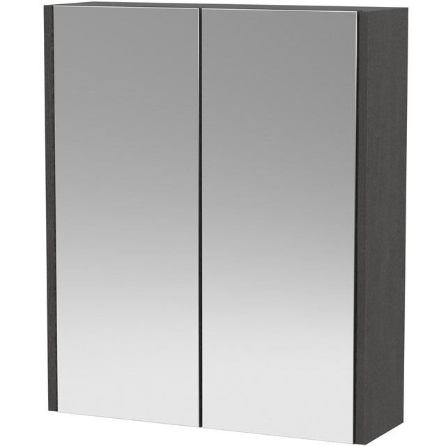 Hudson Reed Juno 2 Door Wall Hung Mirrored Cabinet W600mm Graphite Grey NPF2217