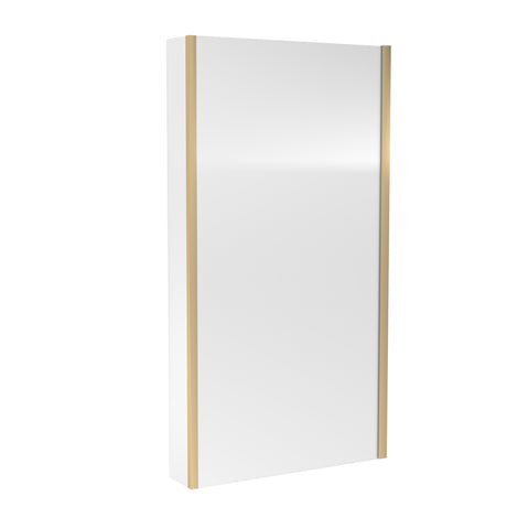 Nuie L-Shaped Fixed Bath Screen - 6mm Glass (H1400 x W800-815mm) Brushed Brass NSBS28