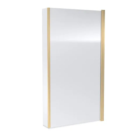 Nuie L-Shaped Fixed Bath Screen - 6mm Glass (H1400 x W800-815mm) Brushed Brass NSBS78