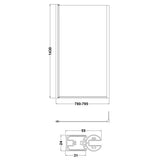 Nuie L-Shaped Fixed Bath Screen - 6mm Glass (H1400 x W800-815mm) Brushed Brass NSBS78 LD