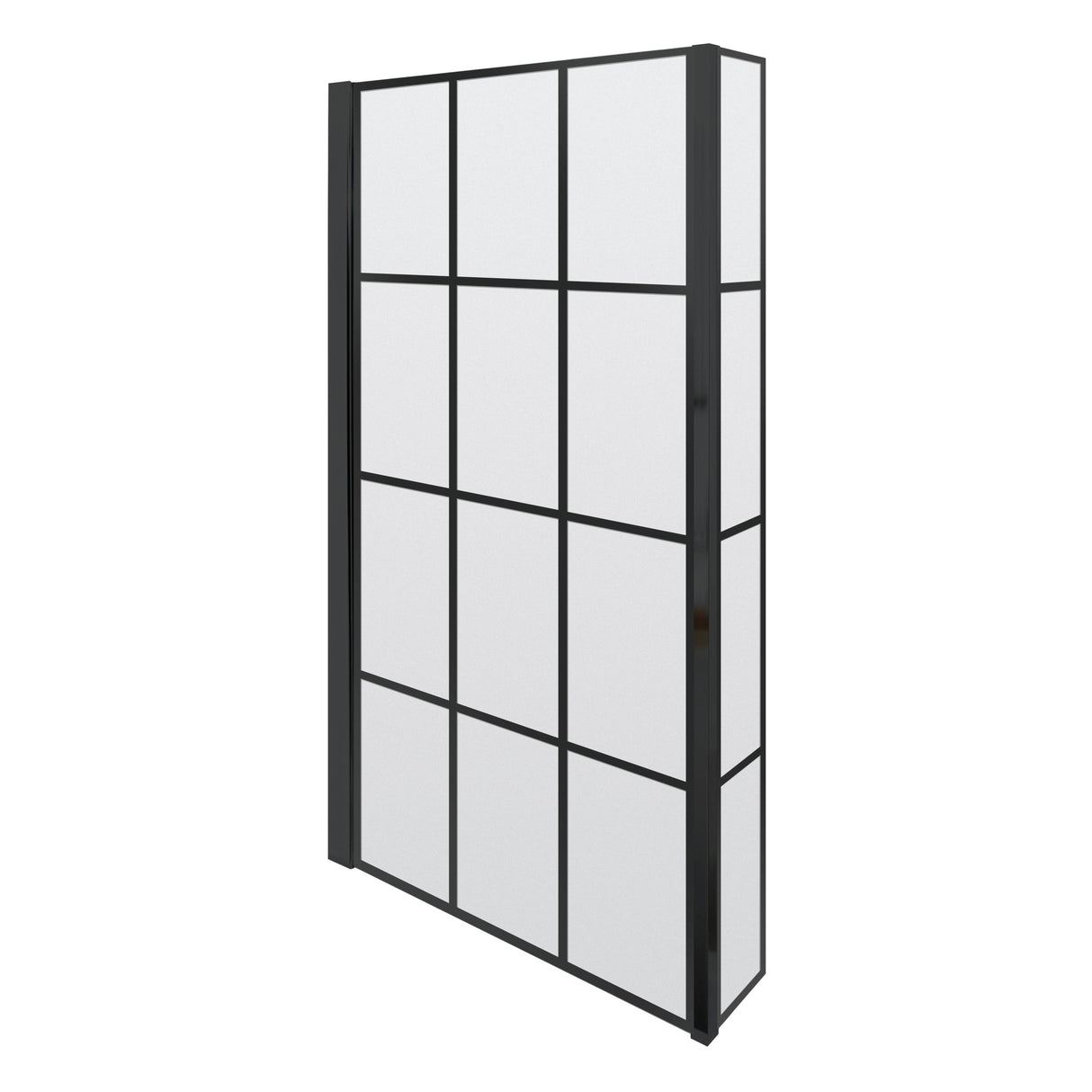 Nuie L-Shaped Hinged Bath Screen With Fixed Return - 6mm Glass (H1430 x W780-795mm) Matt Black NSBS7BF