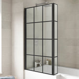 Nuie L-Shaped Hinged Bath Screen With Fixed Return - 6mm Glass (H1430 x W780-795mm) Matt Black NSBS7BF LS2