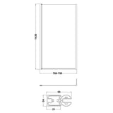 Nuie L-Shaped Fixed Bath Screen - 6mm Glass (H1400 x W800-815mm) Matt Black NSBS7BP LD