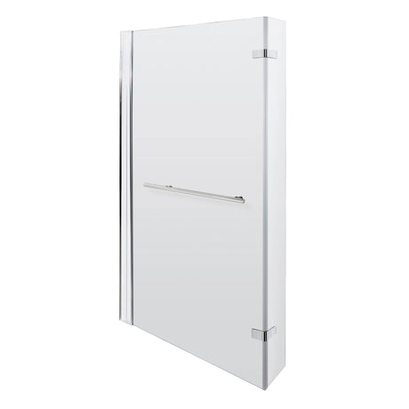 Nuie L-Shaped Fixed Bath Screen With Rail & Hinged Return - 6mm Glass (H1416 x W800-815mm) NSBSR1