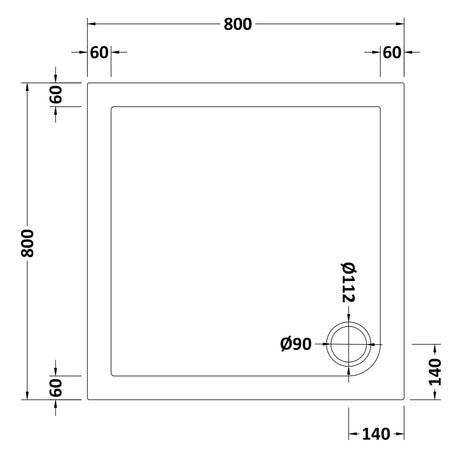 Nuie Pearlstone Square Slip Resistant Shower Tray White NSR006 LD