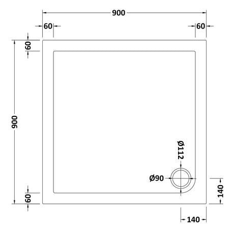 Nuie Pearlstone Square Slip Resistant Shower Tray White NSR010 LD