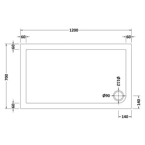 Nuie Pearlstone Slip Resistant Rectangular Shower Tray White NSR011 LD