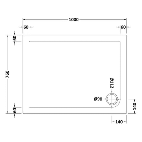 Nuie Pearlstone Slip Resistant Rectangular Shower Tray White NSR012 LD