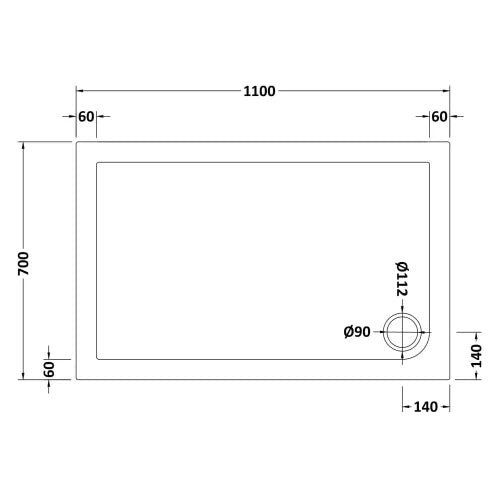 Nuie Pearlstone Slip Resistant Rectangular Shower Tray White NSR016 LD
