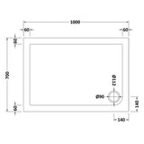 Nuie Pearlstone Slip Resistant Rectangular Shower Tray White NSR021 LD