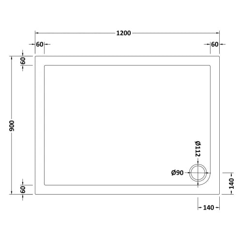 Nuie Pearlstone Slip Resistant Rectangular Shower Tray White NSR024 LD