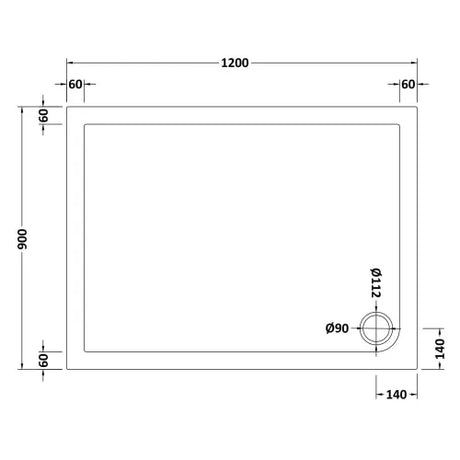 Nuie Pearlstone Slip Resistant Rectangular Shower Tray White NSR024 LD