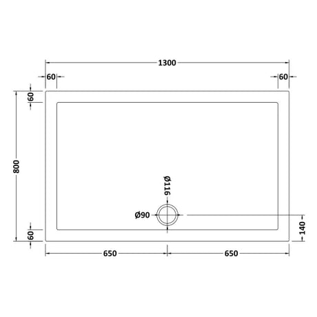 Nuie Pearlstone Slip Resistant Large Rectangular Shower Tray White NSR028 LD