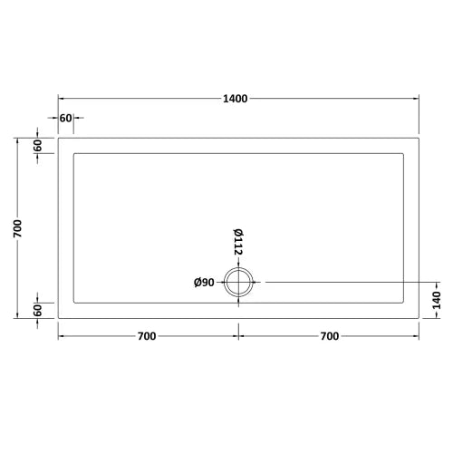 Nuie Pearlstone Slip Resistant Large Rectangular Shower Tray White NSR031 LD