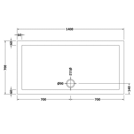 Nuie Pearlstone Slip Resistant Large Rectangular Shower Tray White NSR031 LD