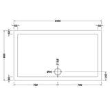 Nuie Pearlstone Slip Resistant Large Rectangular Shower Tray White NSR033 LD