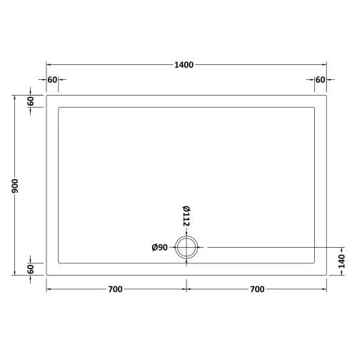 Nuie Pearlstone Slip Resistant Large Rectangular Shower Tray White NSR034 LD