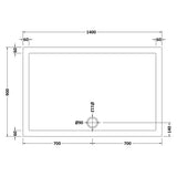 Nuie Pearlstone Slip Resistant Large Rectangular Shower Tray White NSR034 LD