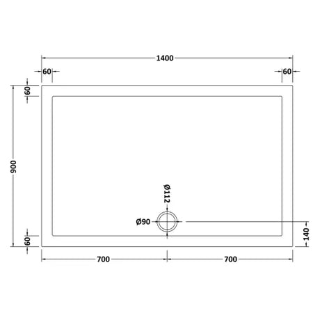 Nuie Pearlstone Slip Resistant Large Rectangular Shower Tray White NSR034 LD