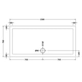 Nuie Pearlstone Slip Resistant Large Rectangular Shower Tray White NSR041 LD