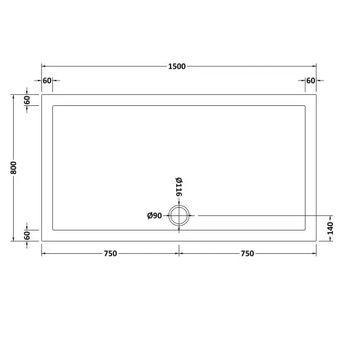 Nuie Pearlstone Slip Resistant Large Rectangular Shower Tray White NSR043 LD