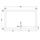 Nuie Pearlstone Slip Resistant Large Rectangular Shower Tray White NSR044 LD