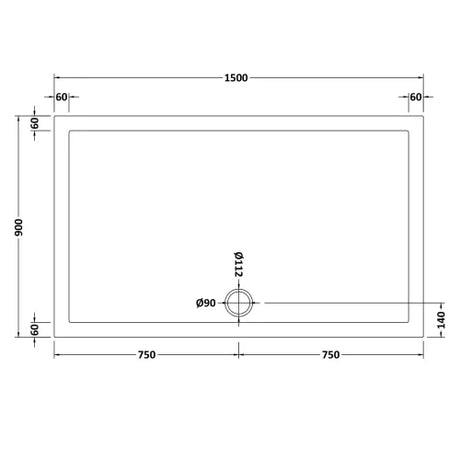 Nuie Pearlstone Slip Resistant Large Rectangular Shower Tray White NSR044 LD