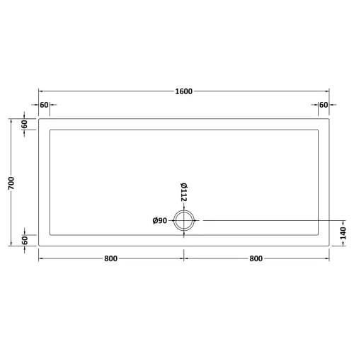 Nuie Pearlstone Slip Resistant Large Rectangular Shower Tray White NSR051 LD
