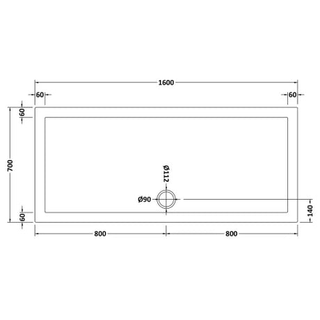 Nuie Pearlstone Slip Resistant Large Rectangular Shower Tray White NSR051 LD
