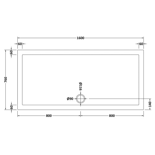 Nuie Pearlstone Slip Resistant Large Rectangular Shower Tray White NSR052 LD