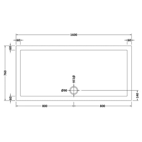 Nuie Pearlstone Slip Resistant Large Rectangular Shower Tray White NSR052 LD