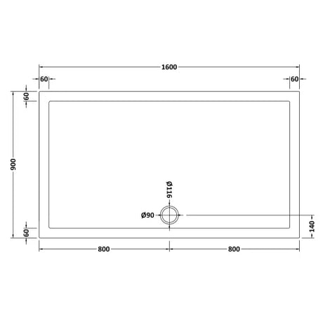 Nuie Pearlstone Slip Resistant Large Rectangular Shower Tray White NSR054 LD