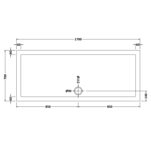 Nuie Pearlstone Slip Resistant Large Rectangular Shower Tray White NSR061 LD