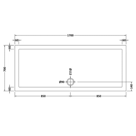 Nuie Pearlstone Slip Resistant Large Rectangular Shower Tray White NSR061 LD