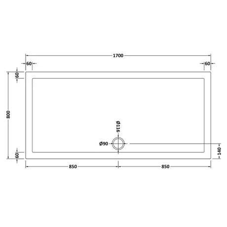 Nuie Pearlstone Slip Resistant Large Rectangular Shower Tray White NSR063 LD